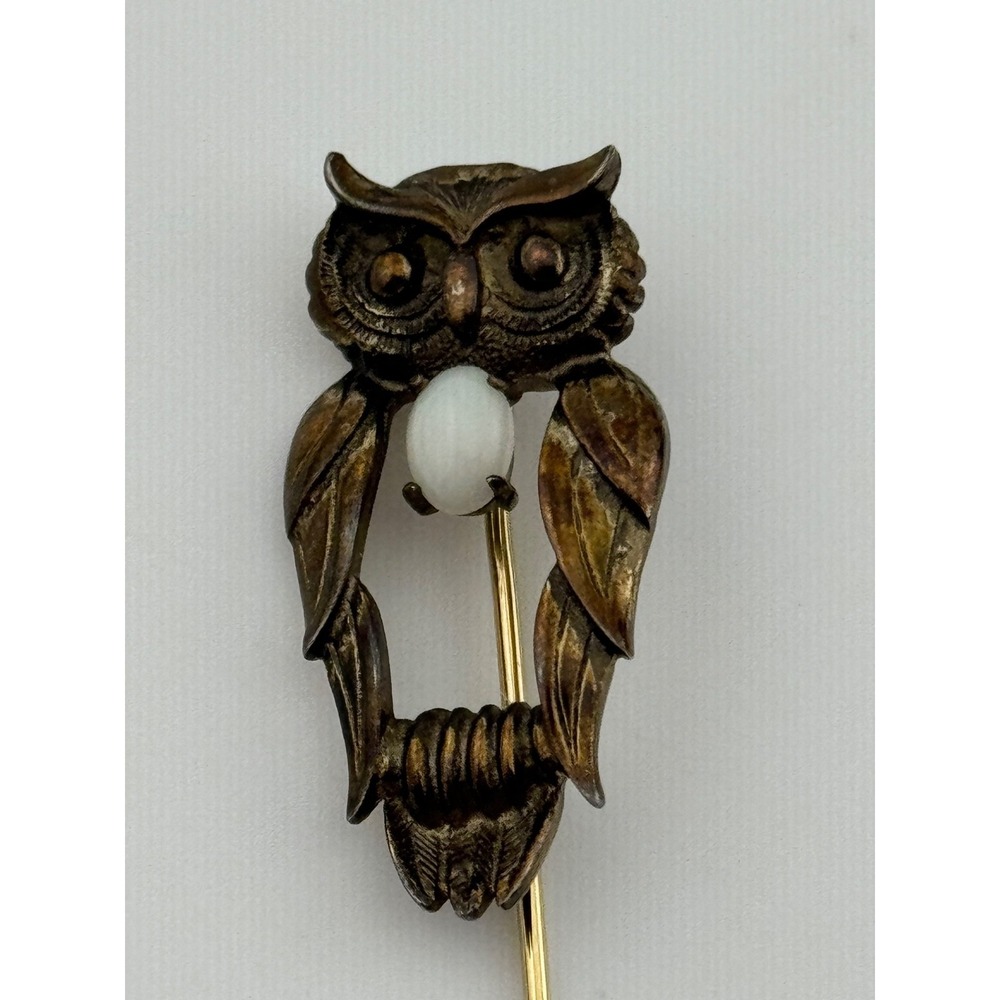 Vintage Anson Sterling Silver Owl Lapel Stick Pin